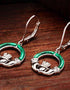 Green Malachite Sterling Silver Claddagh Drop Earrings