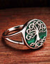 Green Malachite Sterling Silver Tree of Life Ring