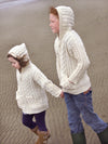 Kids Hooded Aran Zip Cardigan - Natural