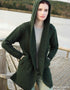 Shawl Hooded Aran Cardigan - Green