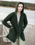 Aran Herringbone Shawl Hooded Cardigan – Army Green