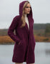 Shawl Hooded Aran Cardigan | Purple