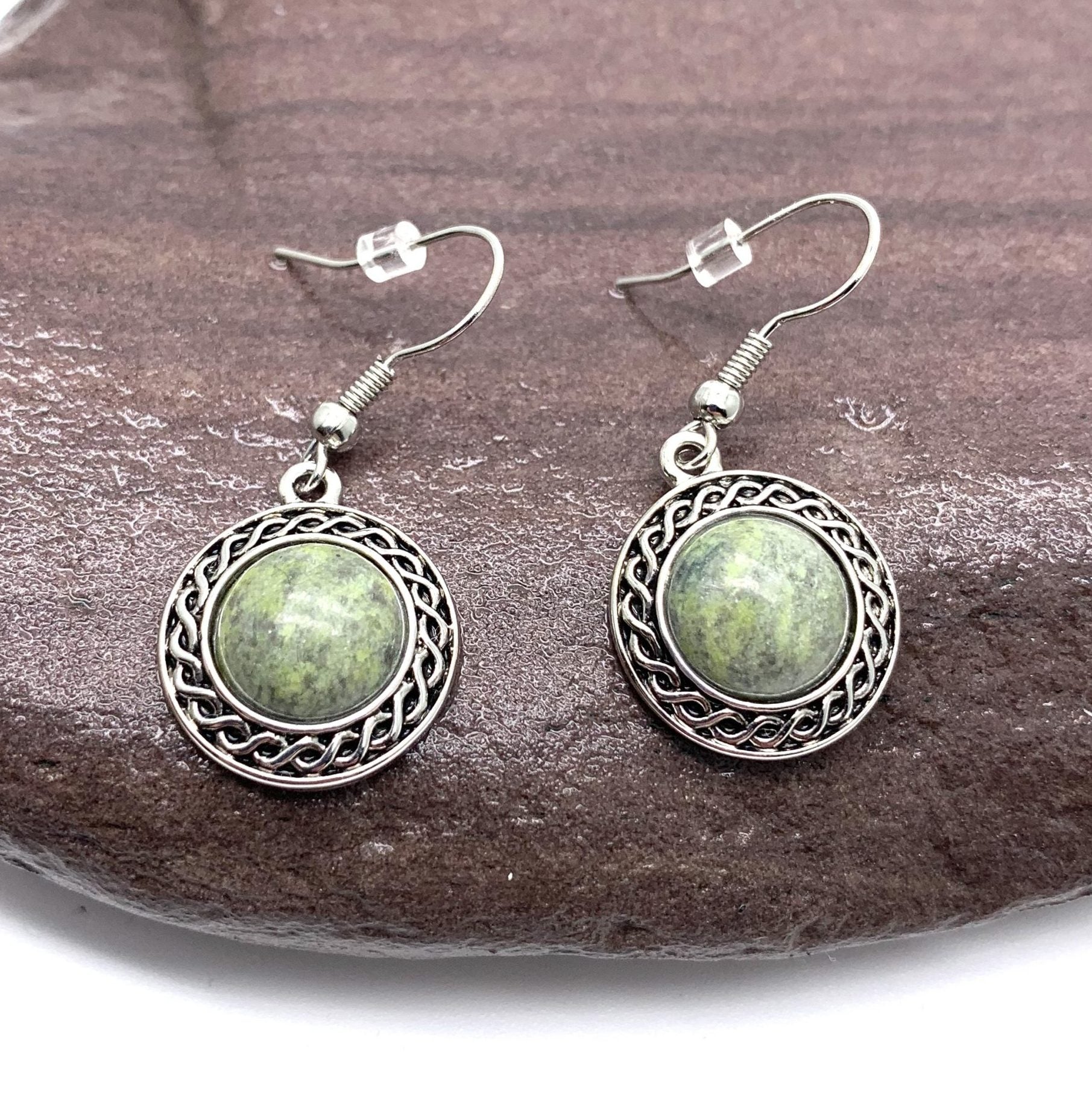 Solvar Connemara Marble Celtic Drop Earrings