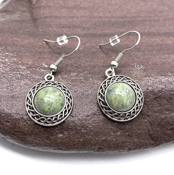 Solvar Connemara Marble Celtic Drop Earrings