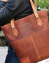 Lee River Tan Leather Tote Bag