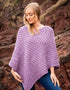 Aran Merino Wool V Poncho | Lavender