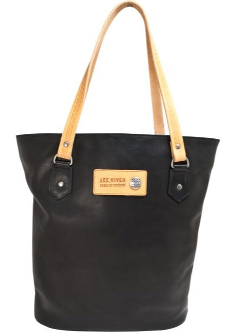 Lee River Black Leather Tote Bag