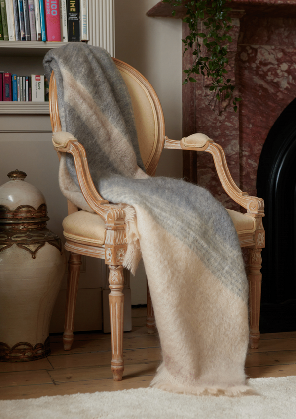 Foxford Gray Cream Mohair Blanket