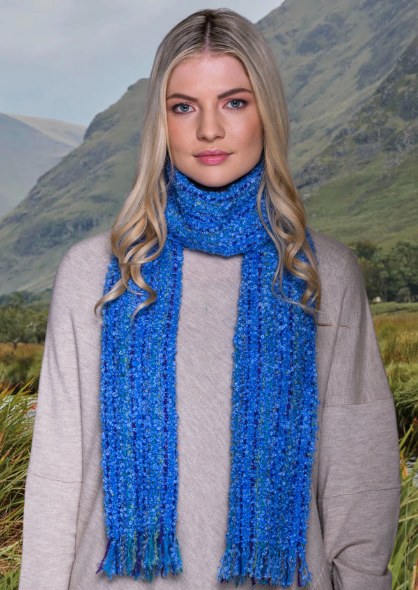 Mucros Blue Mix Mohair Scarf
