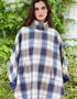 Mucros Half Zip Poncho | Blue Check
