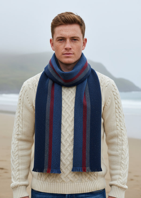 Mucros Orange Stripe Donegal Scarf