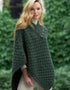Aran Super Soft Merino Wool Poncho | Green