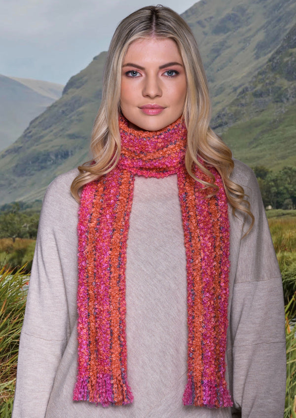 Mucros Mohair Pink Orange Scarf