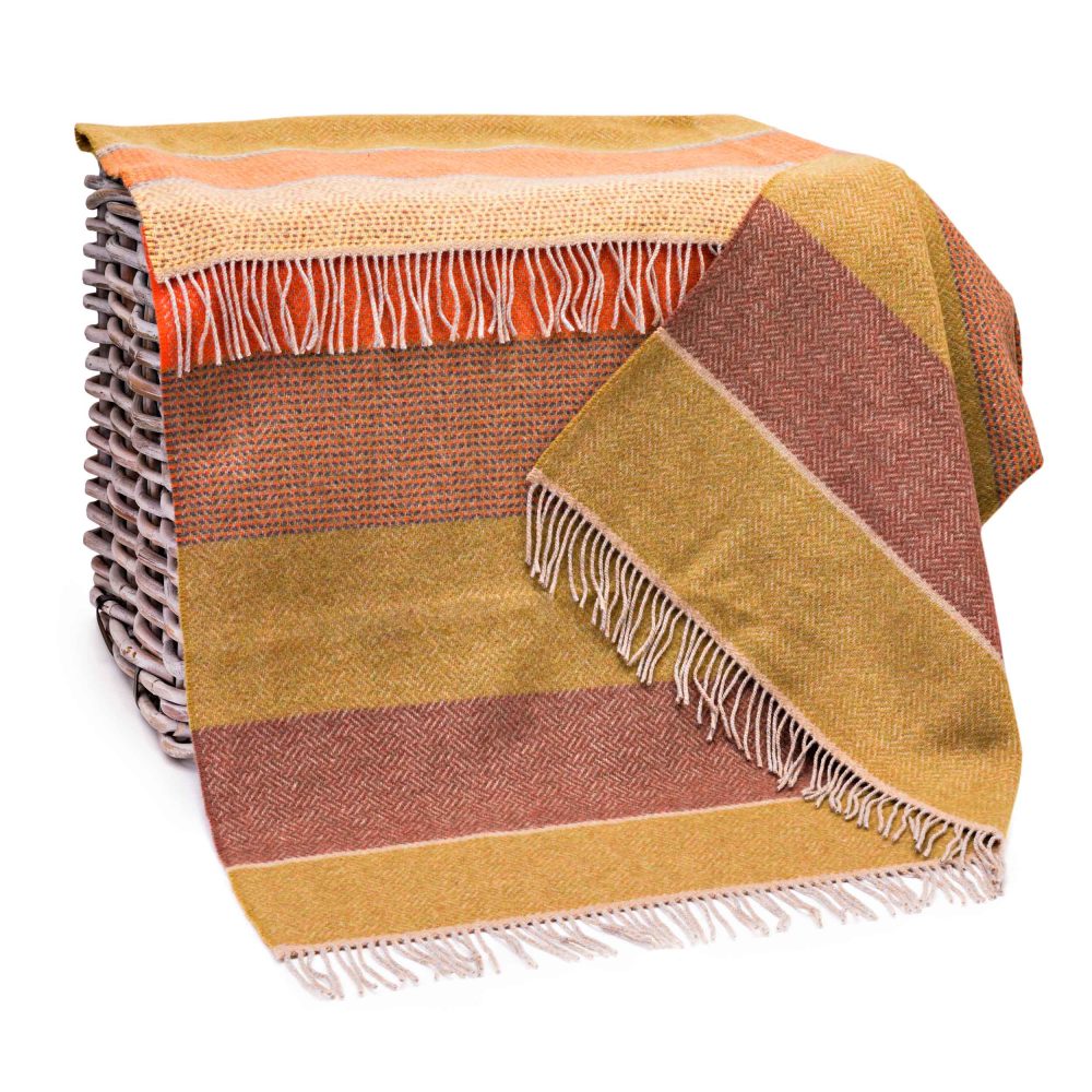 John Hanly Cashmere Merino Throw | Mustard Stripe