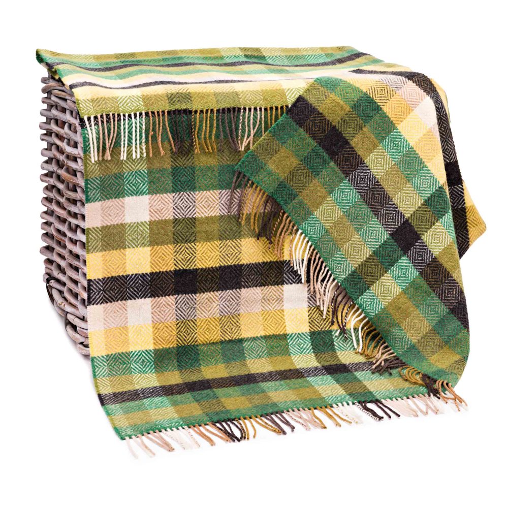 John Hanly Cashmere Merino Throw | Green Weave
