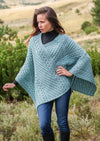 Aran Aqua Merino Wool V Poncho