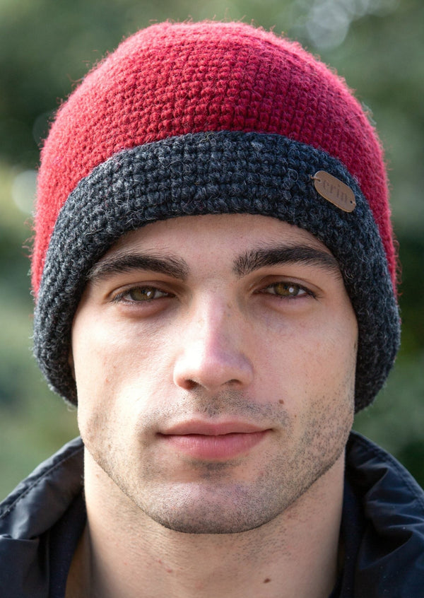 Crochet Turn up Hat Red