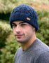 Erin Aran Cable Turnup Hat | Navy