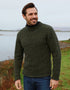 Raheen Tweed Roll Neck Mens Sweater - Green