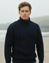 Aran Merino Polo Neck Sweater | Navy
