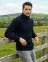 Aran Merino Polo Neck Sweater | Navy