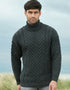 Aran Merino Polo Neck Sweater | Charcoal