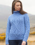 Aran Turtle Neck Sweater | Blue