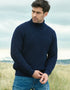 Aran Crafts Submariner Rib Roll Neck Sweater - Navy