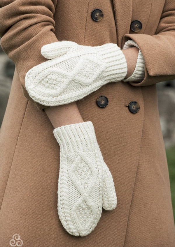 Merino Wool Hand Knit Aran Mittens