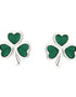Silver Green Shamrock Earrings