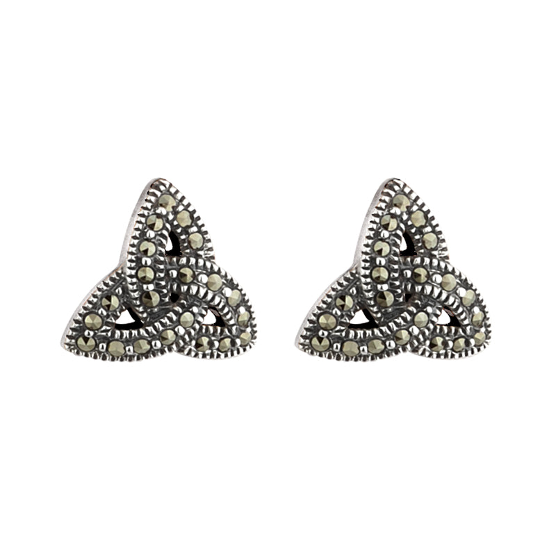 Solvar Marcasite Stud Trinity Earrings s33096