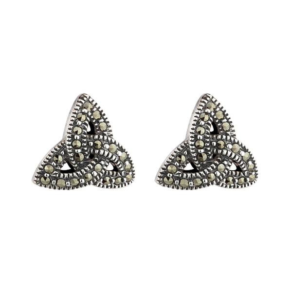 Solvar Marcasite Stud Trinity Earrings s33096