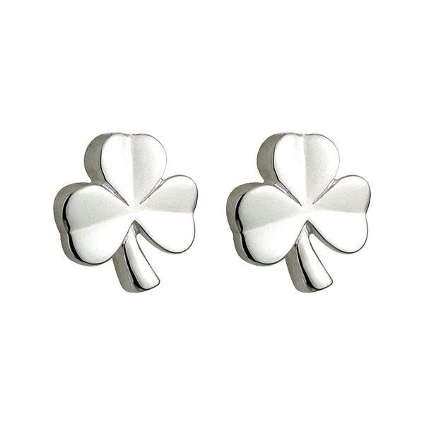 Silver Kids Shamrock Stud Earrings