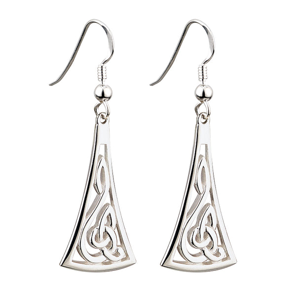 Solvar Silver Long Celtic Earrings s33205