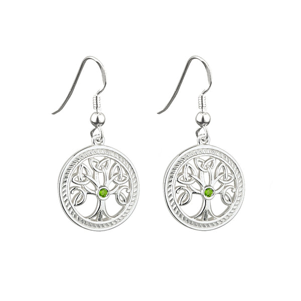 Silver Tree Of Life Drop Earrings