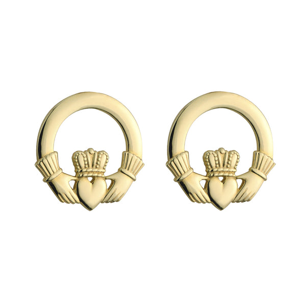 14K Gold Small Claddagh Stud Earrings