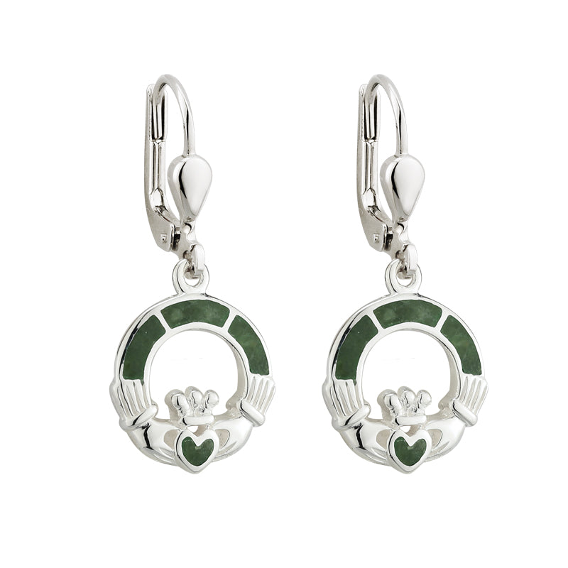 Connemara Marble Claddagh Drop Earrings