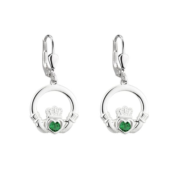 Solvar Silver Drop Claddagh Earrings s33956