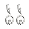 Solvar 14k White Gold Claddagh Drop Earrings s3956
