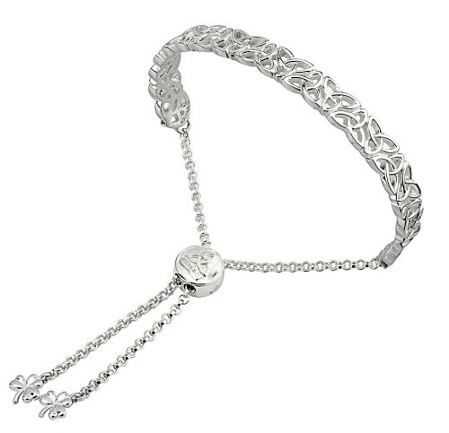 Solvar Silver Trinity Knot Draw String Bangle s5979