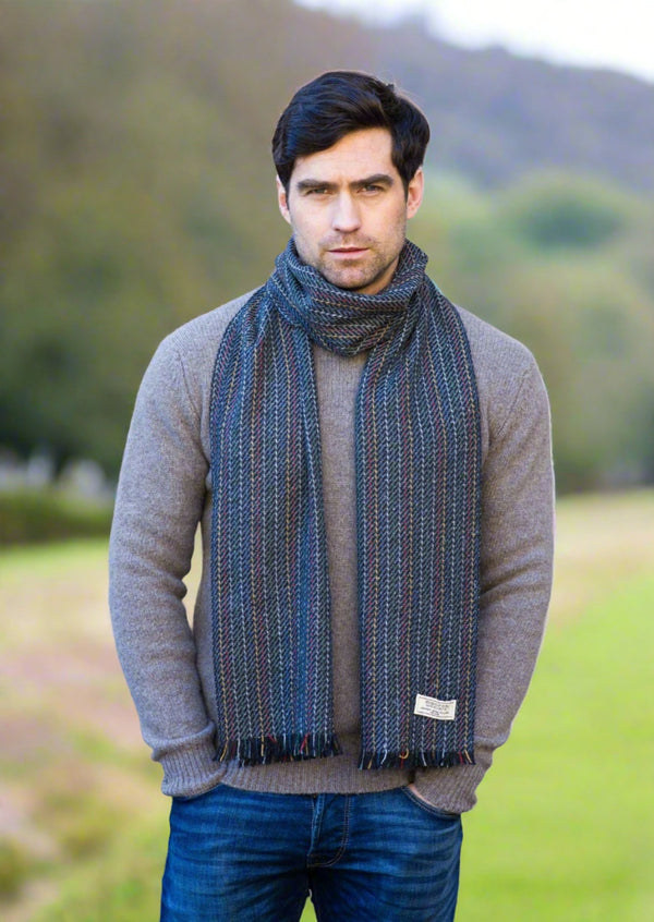 Mucros Soft Donegal Wool Blue Scarf