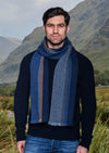 Mucros Denim Blue Herringbone Donegal Scarf