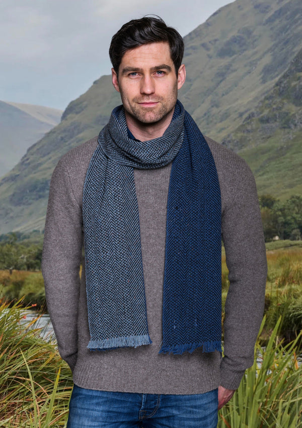 Mucros 2 Tone Navy Donegal Scarf