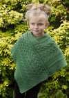 Kid's Aran Poncho | Marl Green