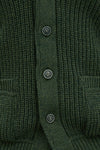 Aran Crafts Dark Green Ribbed Shawl Cardigan - Skellig Gift Store