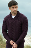 Aran Crafts Damson Shawl Collar Sweater