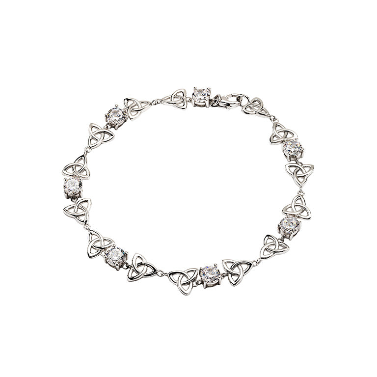 Sterling Silver Celtic Trinity CZ Bracelet