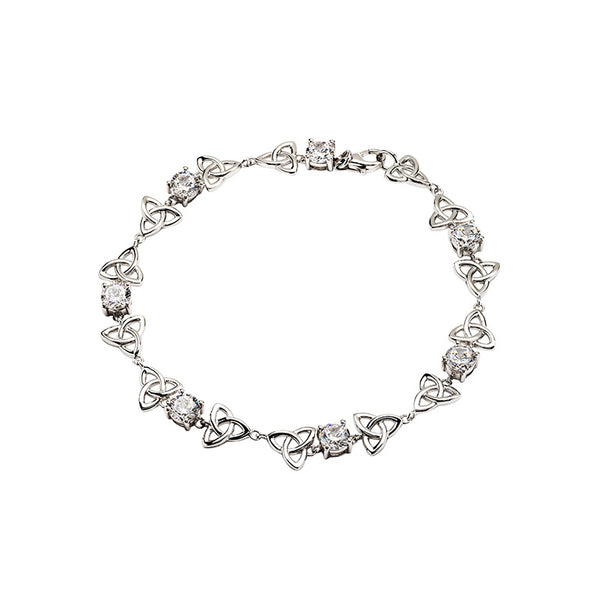 Sterling Silver Celtic Trinity CZ Bracelet