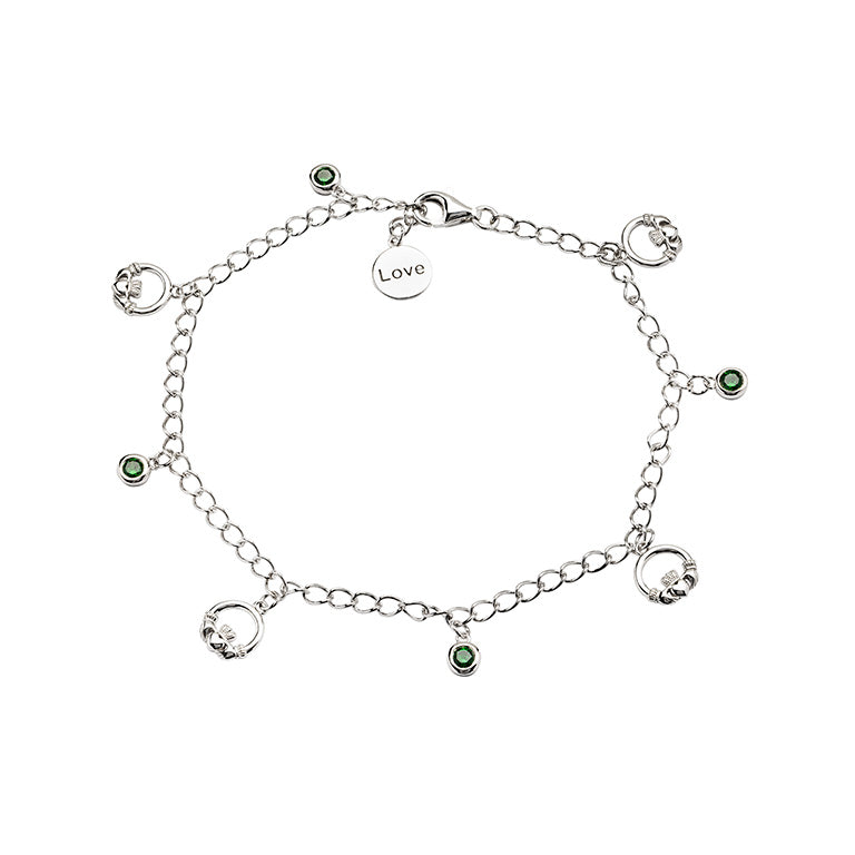 Sterling Silver Claddagh Charm Bracelet