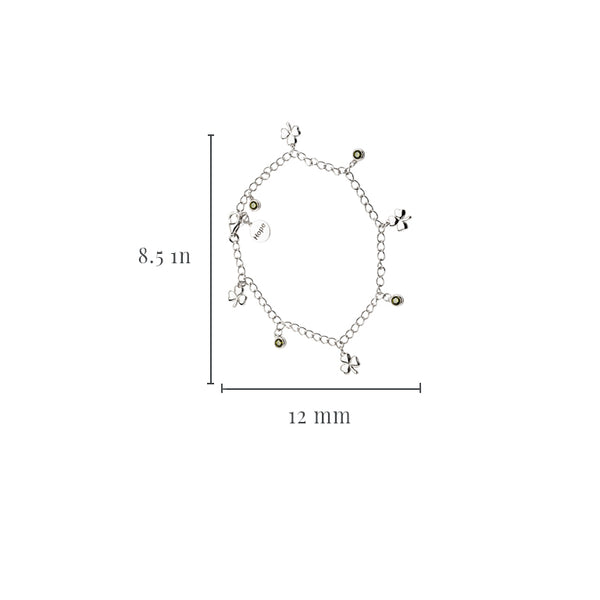 Sterling Silver Shamrock Charm Bracelet